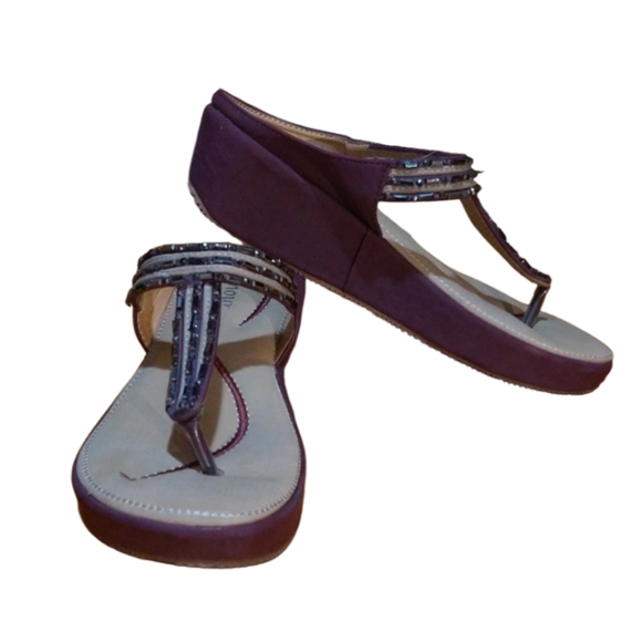 Size 6.5 L'Amour rhinestone wedge sandals - Picture 1 of 16